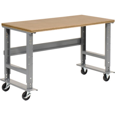 Global Industrial 72x36 Mobile Adj. Height C-Channel Leg Workbench - Shop Top Square Edge
