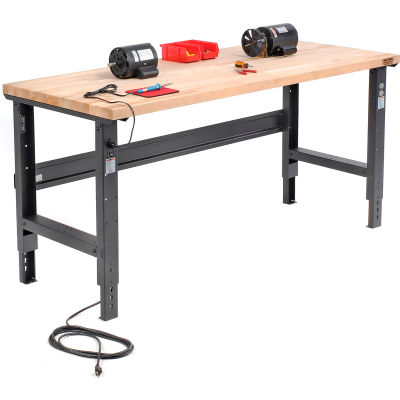 Global Industrial™ 72 x 36 Adjustable Height Workbench, C-Channel Leg, Maple Square Edge, Black