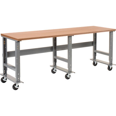 Global Industrial 96x36 Mobile Adj. Height C-Channel Leg Workbench - Shop Top Square Edge
