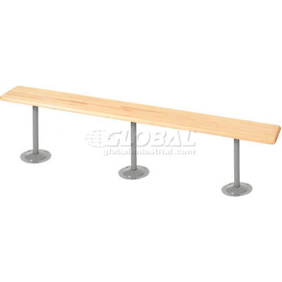 Locker Bench Hardwood Top w/Steel Tube Pedestals, Bolt Down Style, 96"W x 9-1/2"D x 17"H