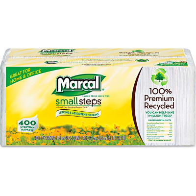 Marcal® MRC6506CT Lunch Napkins, 12-1/2"W x 11-1/4"D, White, 2400/Carton