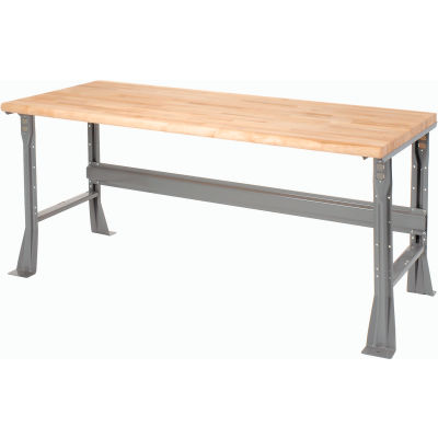 Global Industrial 72 x 30 x 34 Fixed Height Workbench Flared Leg - Maple Safety Edge - Gray
