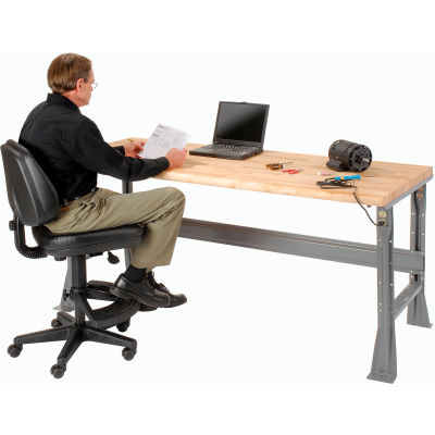 Global Industrial 72 x 36 x 34 Fixed Height Workbench Flared Leg - Maple Safety Edge - Gray