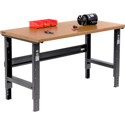 Global Industrial 60x30 Adjustable Height Workbench C-Channel Leg - Shop Top Safety Edge Black