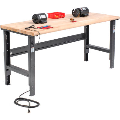 Global Industrial 72x36 Adjustable Height Workbench C-Channel Leg - Maple Safety Edge - Black