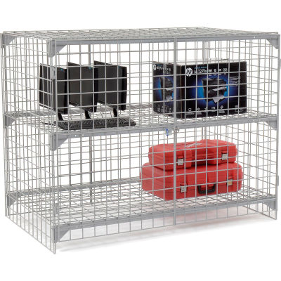 Global Industrial Wire Mesh Security Cage Locker, 60"Wx36"Dx48"H, Gray, Unassembled