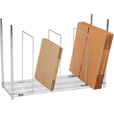 Global Industrial™ Single Level Carton Stand w/ 3 Dividers, 48"L x 18"W x 38-1/2"H, Chrome