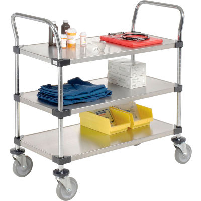 Nexel® Stainless Steel Utility Cart w/3 Shelves, 800 lb. Capacity, 48"L x 24"W x 38"H