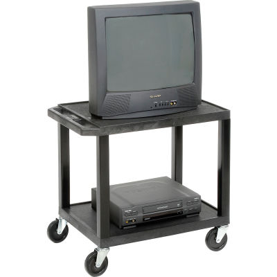 Plastic Utility Cart 2 Shelves Black