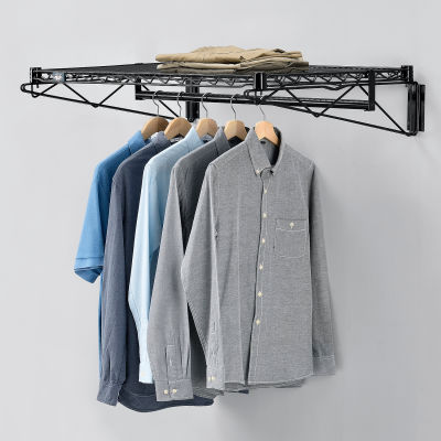 Black Coat Rack with Bars - Wall Mount - 36"W x 24"D x 6"H