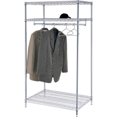Free Standing Clothes Rack - 3-Shelf - 36"W x 24"D x 74"H - Chrome