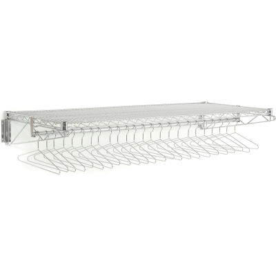 Chrome Coat Rack with Bars - Wall Mount - 60"W x 24"D x 6"H