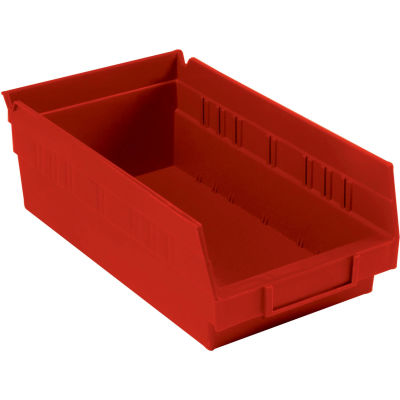 Global Industrial™ Plastic Nesting Storage Shelf Bin 6-5/8"W x 11-5/8"D x 4"H Red - Pkg Qty 12