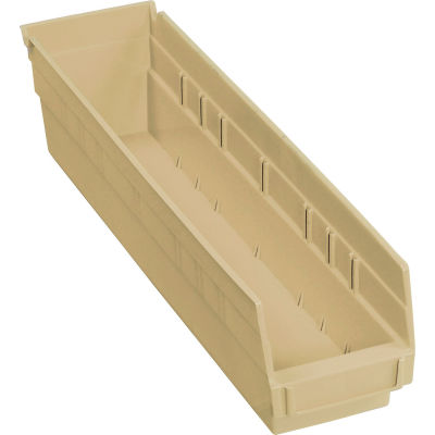 Global Industrial Plastic Nesting Storage Shelf Bin 4-1/8"W x 17-7/8"D x 4"H Beige - Pkg Qty 12