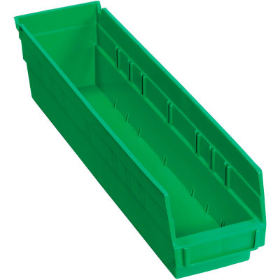 Global Industrial Plastic Nesting Storage Shelf Bin 4-1/8"W x 17-7/8"D x 4"H Green - Pkg Qty 12