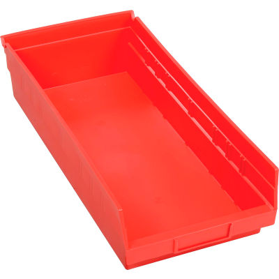 Global Industrial Plastic Nesting Storage Shelf Bin 8-3/8"W x 17-7/8"D x 4"H Red - Pkg Qty 12