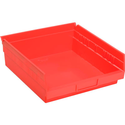 Global Industrial Plastic Nesting Storage Shelf Bin 11-1/8"W x 11-5/8"D x 4"H Red - Pkg Qty 12