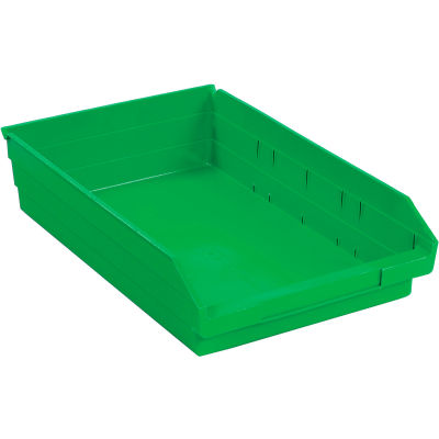 Global Industrial Plastic Nesting Storage Shelf Bin 11-1/8"W x 17-7/8"D x 4"H Green - Pkg Qty 12