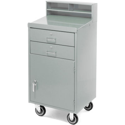 Pucel Mobile Cabinet Shop Desk FED-2023 with 2 Locking Drawers 23"W x 20"D x 51"H - Gray