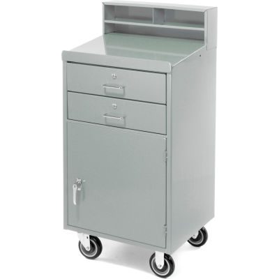 Global Industrial™ Mobile Cabinet Shop Desk W/ 2 Locking Drawers, 23"W x 20"D, Gray