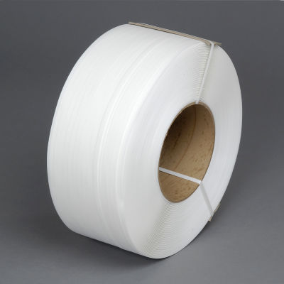 Global Industrial™ 8" x 8" Core Machine Grade Strapping, 9900'L x 1/2"W x 0.024" Thick, White