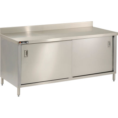 Aero Manufacturing Co. 304 Stainless Cabinet Workbench, Sliding Doors, 60"W x 30"D
