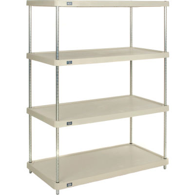 Nexel® Solid Plastic Shelving Unit - Clear Epoxy Posts - 48"W x 24"D x 63"H - 4 Shelf