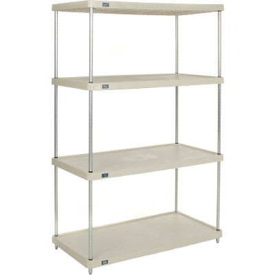 Nexel® Solid Plastic Shelving Unit - Clear Epoxy Posts - 48"W x 24"D x 86" H - 4 Shelf