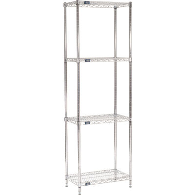 Nexel® Chrome Wire Shelving Starter - 24"W x 14"D x 74"H