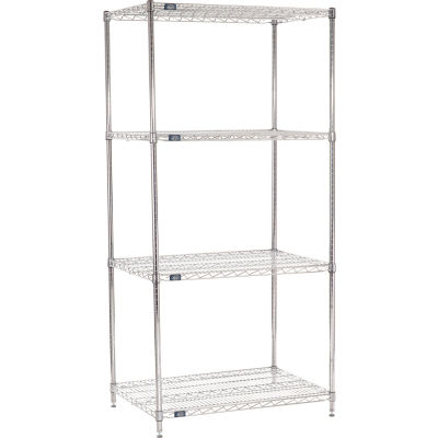 Nexel® Chrome Wire Shelving Starter - 36"W x 24"D x 74"H