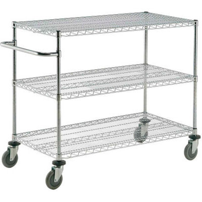 Nexel® Chrome ESD Adjustable Shelf Cart, 3 Shelf, 30"L x 18"W x 40"H, Polyurethane Casters