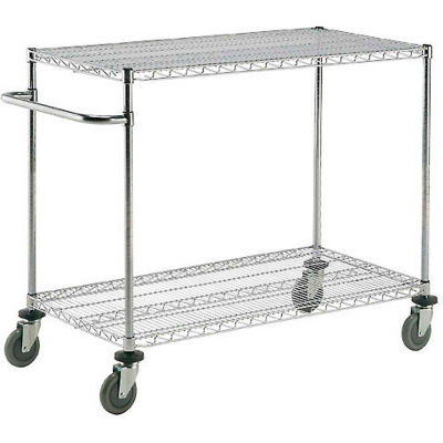 Nexel® Chrome ESD Adjustable Shelf Cart, 2 Shelf, 72"L x 18"W x 40"H, Polyurethane Casters