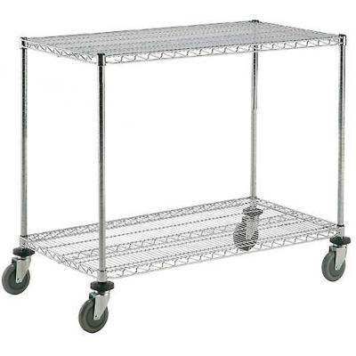 Nexel® Adjustable Chrome Wire Shelf Cart w/2 Shelves, 800 Ib. Capacity, 72"L x 18"W x 40"H