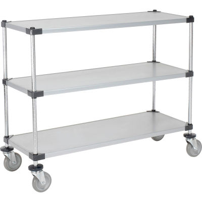 Nexel® Adjustable Solid Galvanized Shelf Cart 48x18 3 Shelves 800 Lb. Cap