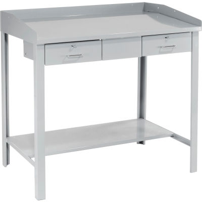 Global Industrial Extra-Wide Shop Desk - 2 Drawers 48"W x 30"D x 43"H Sloped Surface - Gray
