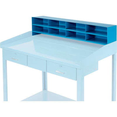 8 Pigeonhole Compartment Riser for Pucel 48"W Extra-Wide Shop Desk - Blue