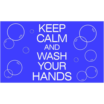 NoTrax® Keep Calm and Wash Your Hands Safety Message Mat 3/8" Thick 3' x 5' Blue