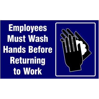 NoTrax® Employees Must Wash Hands Safety Message Mat 3/8" Thick 4' x 6' Blue