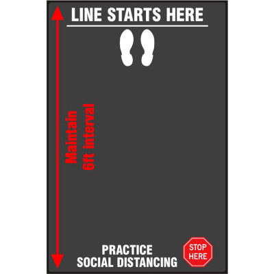 NoTrax® Interval Line Safety Message Mat 3/8" Thick 4' x 12' Black