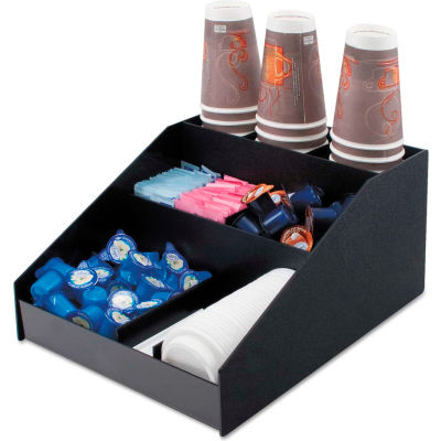 Horizontal Condiment Organizer, 12"W x 16"D x 7-1/2"H, Black
