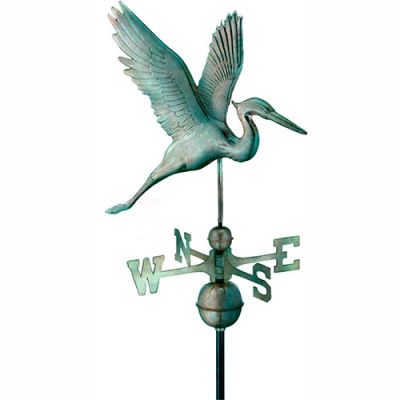 Good Directions Graceful Blue Heron Weathervane - Blue Verde Copper