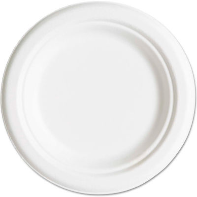 Eco Products® ECOEPP016PK, Sugarcane Plates, 6" Dia., Natural White, 50/Pack
