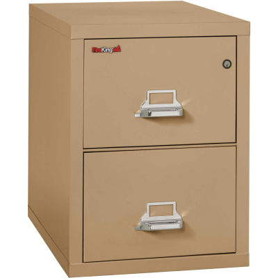 Fireking Fireproof 2 Drawer Vertical File Cabinet - Letter Size 18"W x 31-1/2"D x 28"H - Sand