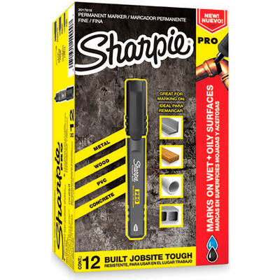 Sharpie® Pro Permanent Marker, Bullet Tip, Black Ink - Pkg Qty 12