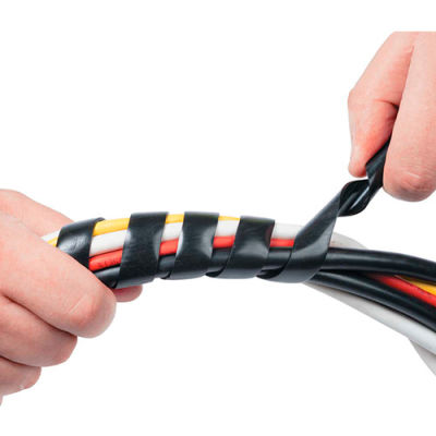 D-Line® Cable Tidy Wrap, 1/4" - 2" Diameter x 98" Long, Black