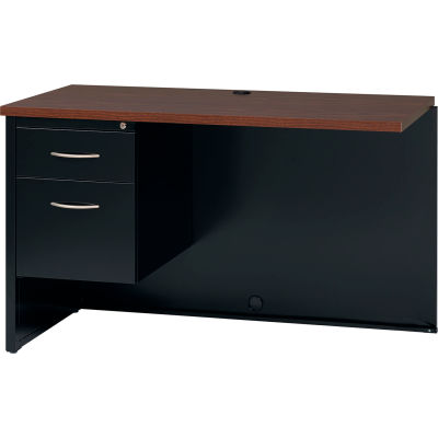 Hirsh Industries® Modular Steel Left Return Desk - 48 x 24 - Black/Walnut