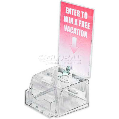 Global Approved 206008 Small Molded Suggestion Box W/ Pocket, 5.5" x 3.5", Acrylic ,1 Piece