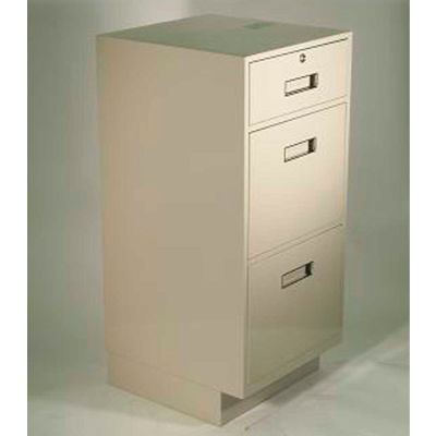 Fenco Teller Pedestal Cabinet S-210-B - 1 Drawer 2 Legal Drawers 19"W x 19"D x 38-1/2"H Black