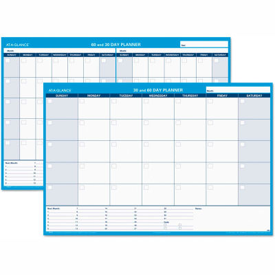 AT-A-GLANCE® 30/60-Day Undated Horizontal Erasable Wall Planner, 48 x 32, White/Blue