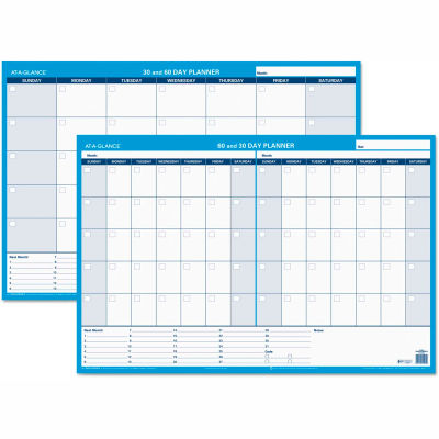 AT-A-GLANCE® 30/60-Day Undated Horizontal Erasable Wall Planner, 36 x 24, White/Blue, - PM23328